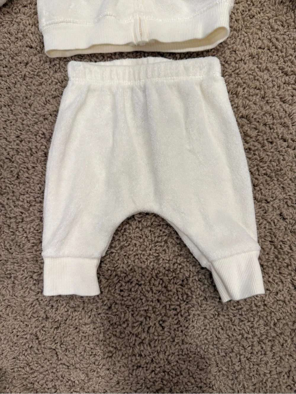 Carter’s Newborn Cream Terry Cloth Cotton Duck Zip-Up Hoodie & Sweatpants